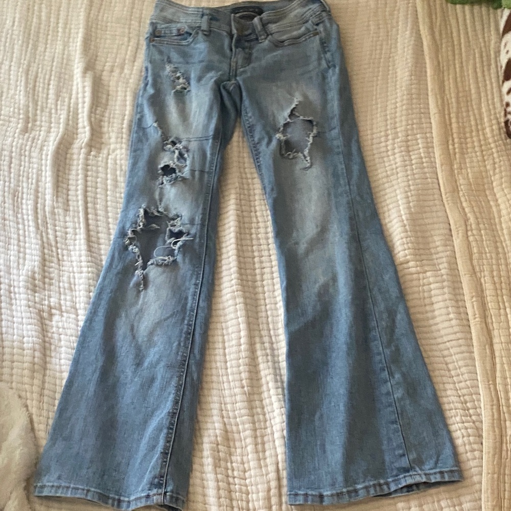 Aeropostale Light Blue Distressed Flare Jeans